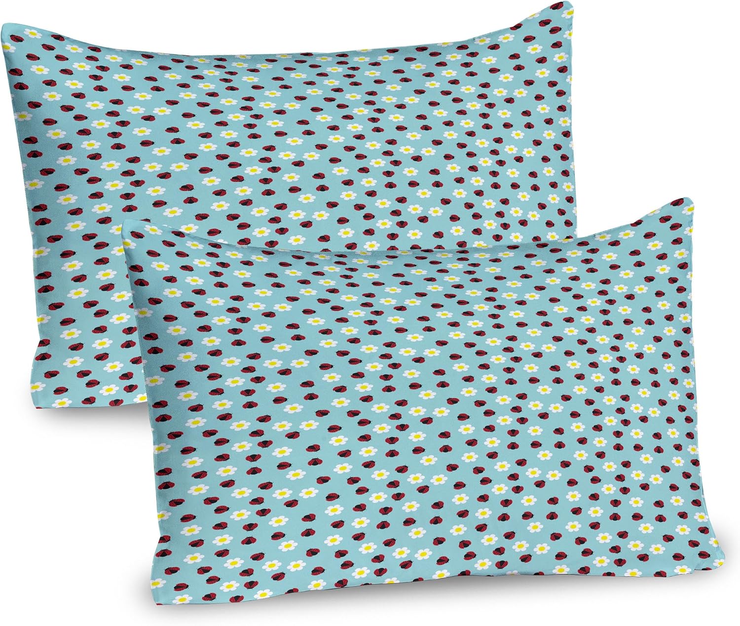 Bild von ABAKUHAUS Marienkäfer Packung mit 2, Gänseblümchen-Blüten-Frühlings-Sommer-Revival Kamille-Kind-Mädchen-Baby-Spielzimmer-Karikatur, Dekorativer Gedruckter, 80 x 40 cm, Mehrfarbig