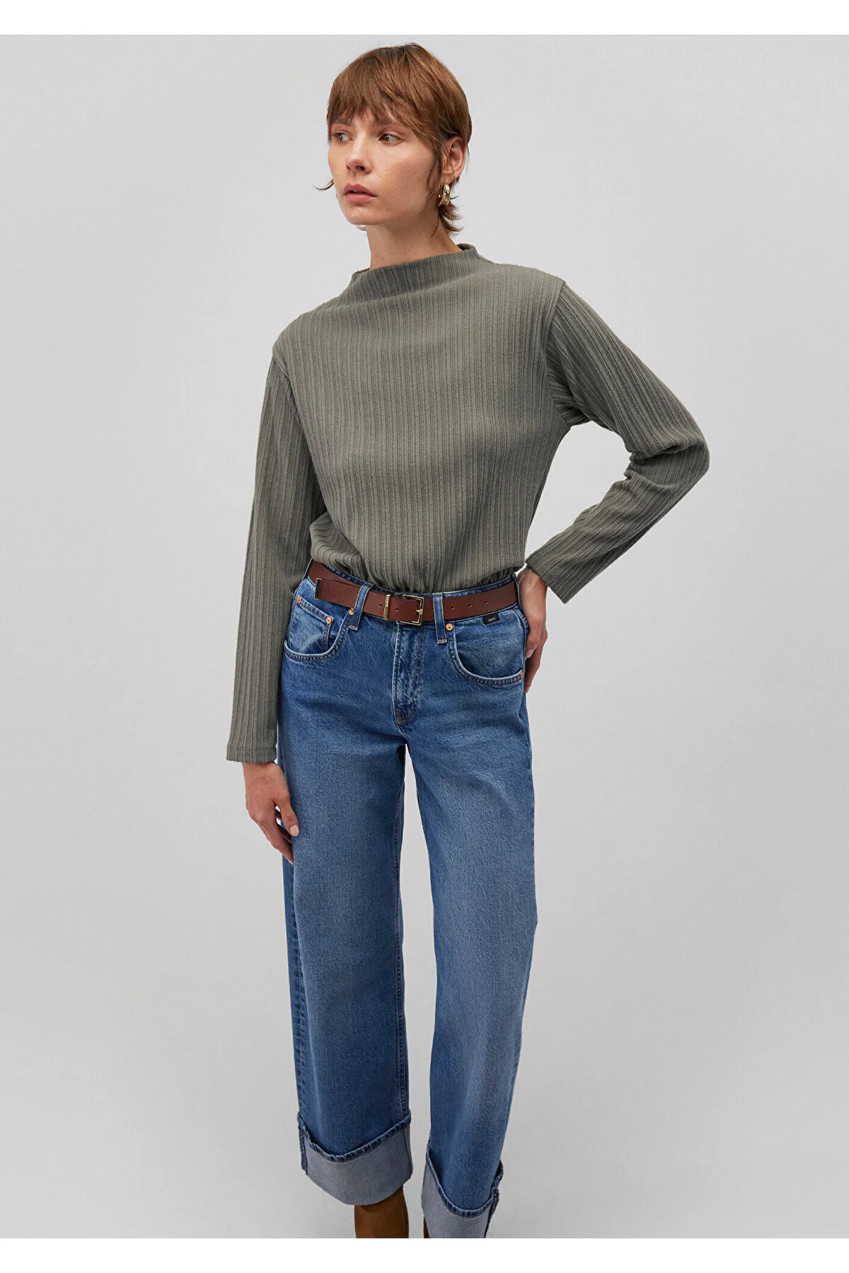 Bild von Mavi Strukturiertes Grünes T-shirt Mit Lockerer Passform -85485 für Damen - M