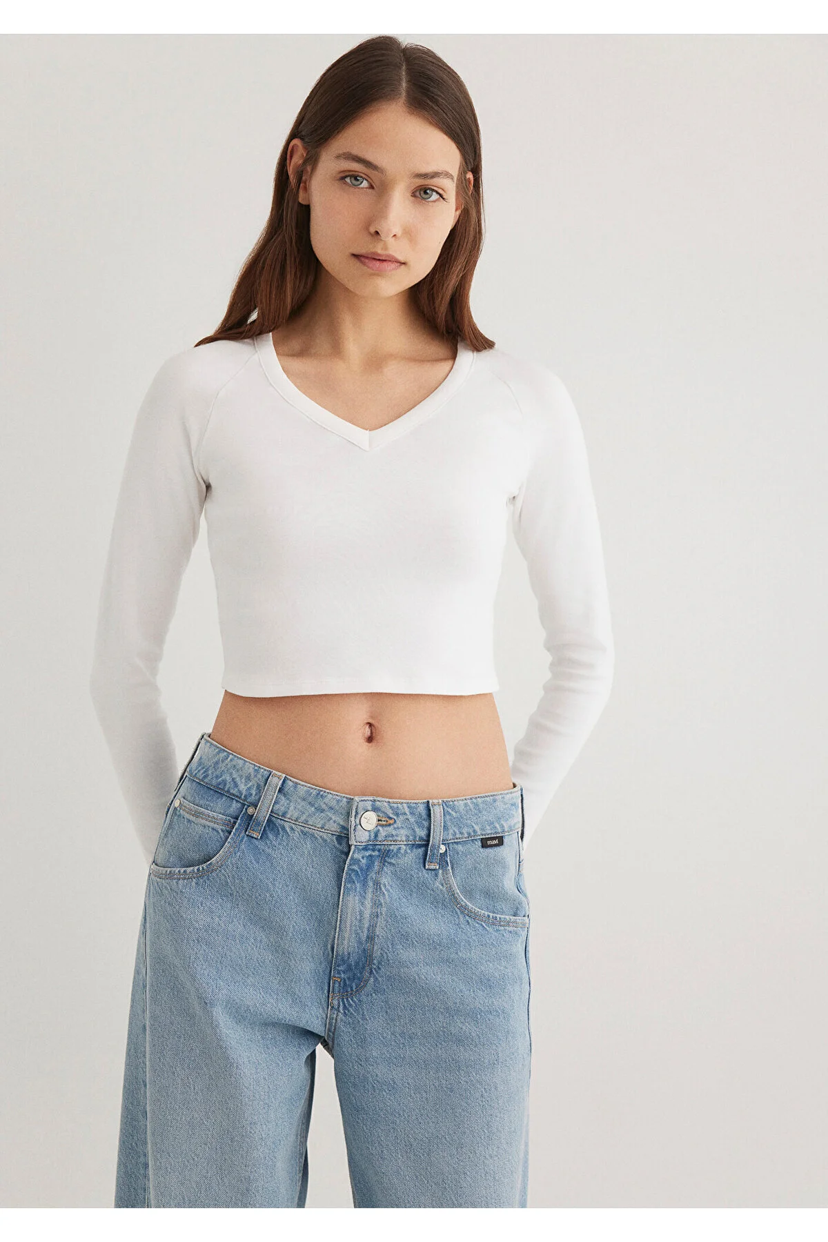 Bild von Mavi Langärmliges Crop-basic-t-shirt Mit Crop/short-fit -70057 für Damen - M