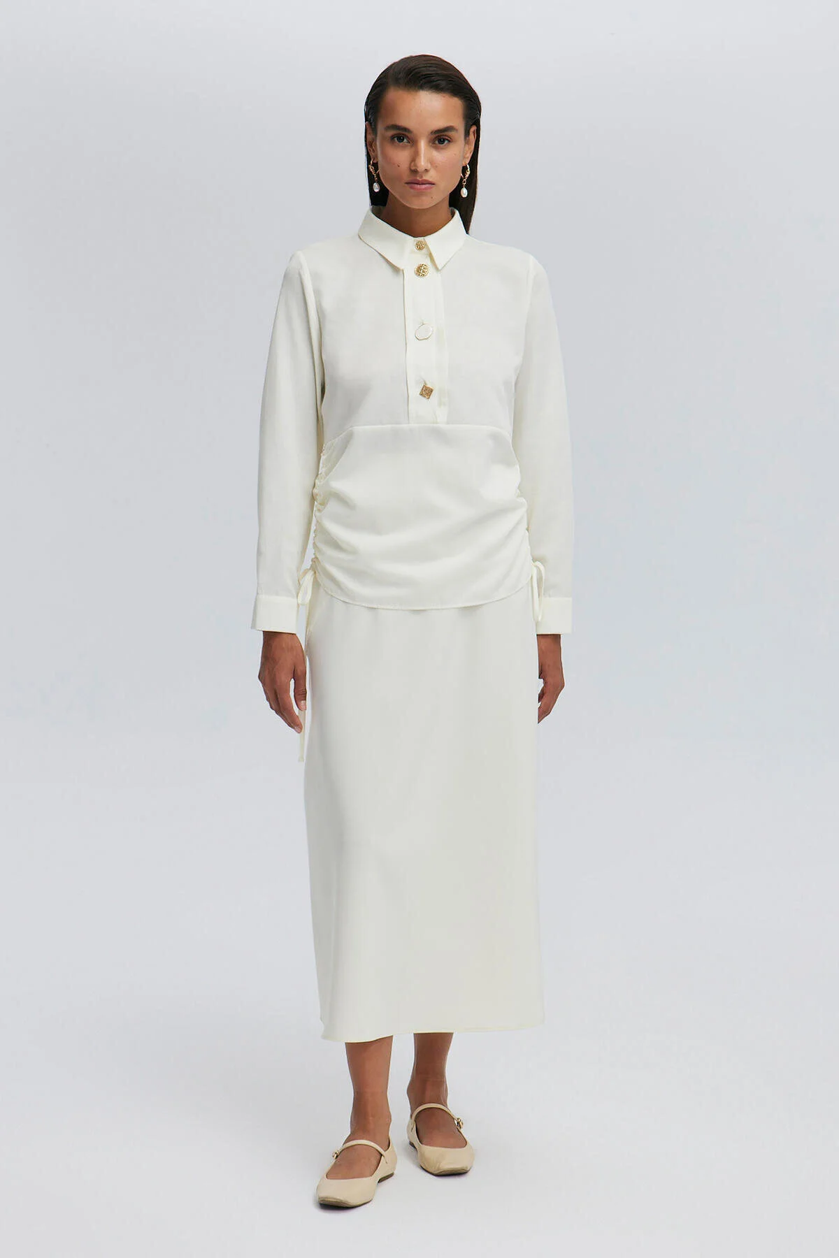 Bild von Touché Privé Elegante Bluse Mit Geraffter Taille für Damen - 36