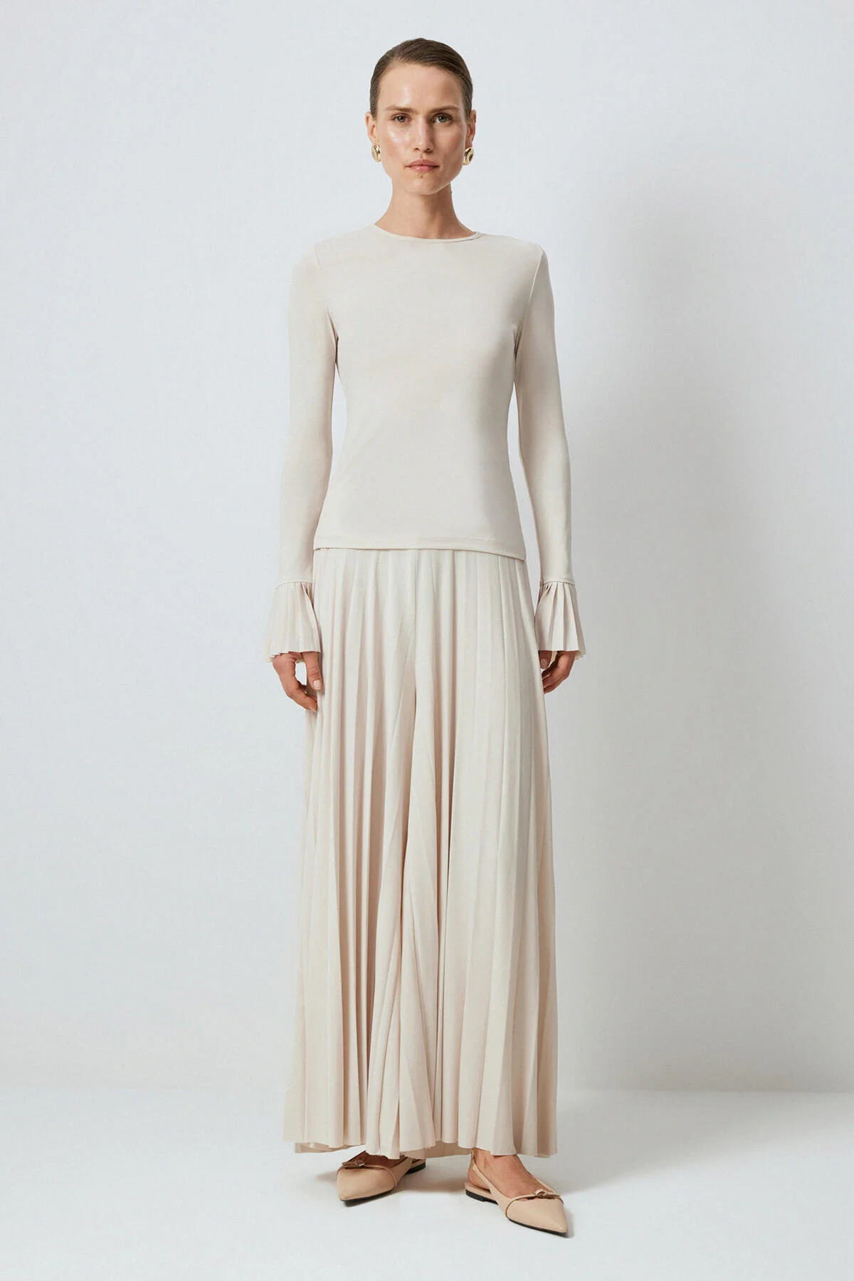 Bild von Touché Privé Modest Fashion Bluse Beige Semi Fit für Damen - 42
