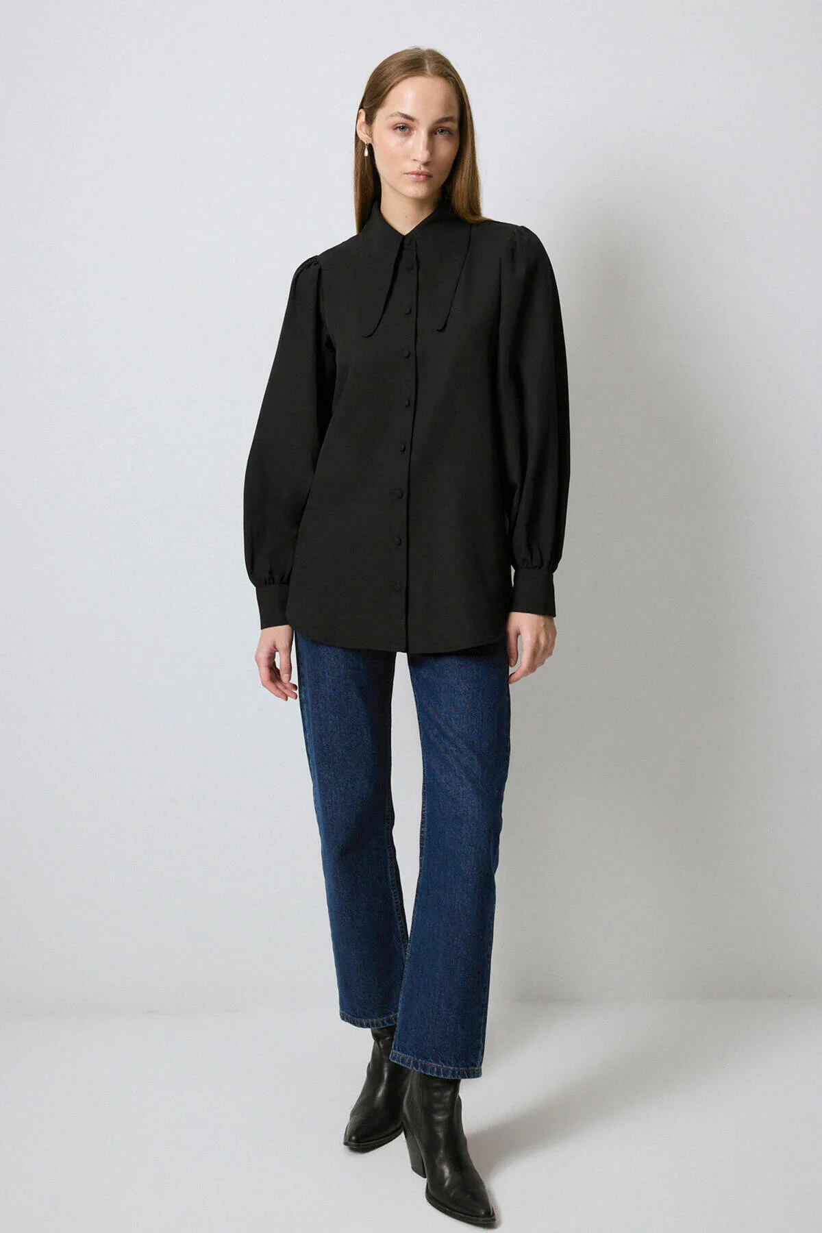 Bild von Touché Privé Modest Fashion Hemd Schwarz Relaxed Fit für Damen - S