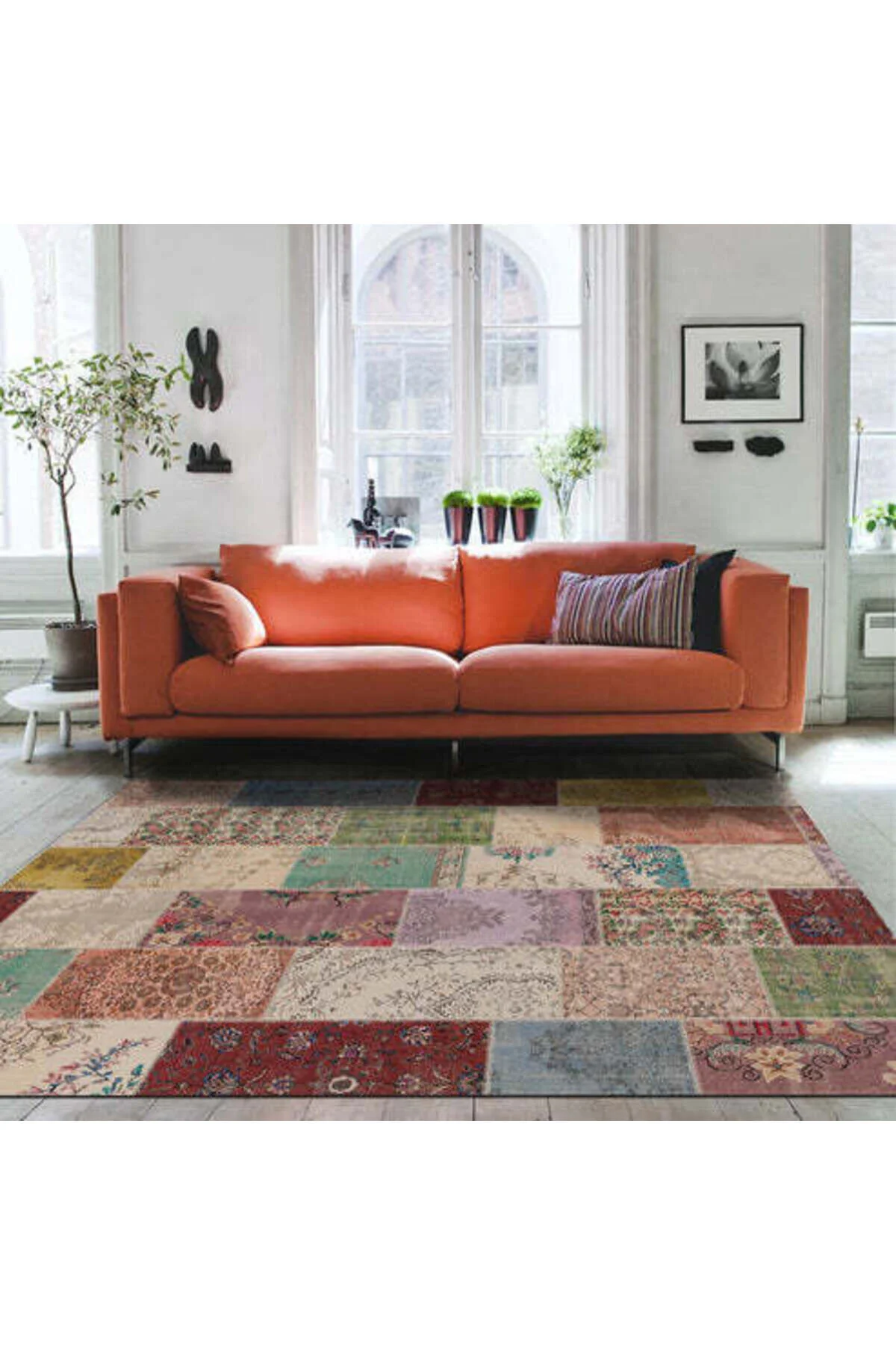 Bild von Bamyum Afra Bedruckter Teppich Chenille-druck Maschinell Hergestellt Teppich - 80 x 150