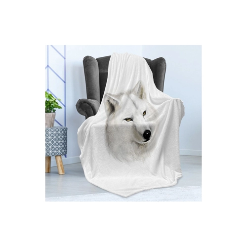 Bild von Wohndecke Gemütlicher Plüsch von Abakuhaus – Wolf Weiß Canine Kopf Säugetier