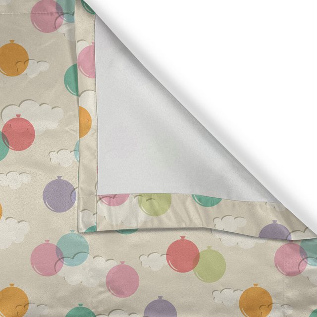 Bild von ABAKUHAUS Geburtstag Rustikaler Vorhang, Kinder Balloons Wolken, Wohnzimmer Universalband Gardinen mit Schlaufen und Haken Einzelschal - 140 cm x 2 Gardinenschals, Gesamt 280 x 145 cm, Mehrfarbig