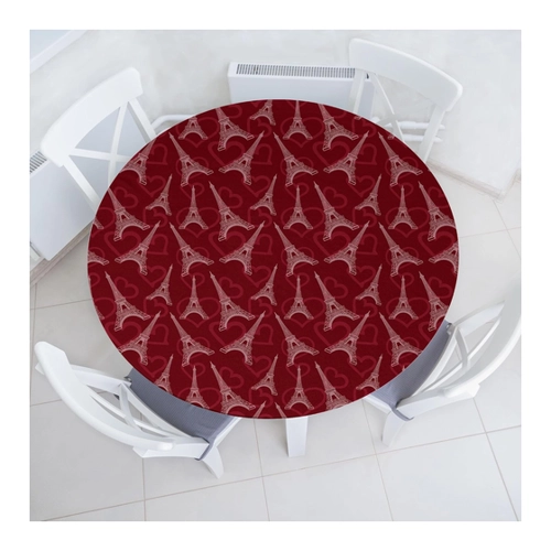Bild von ABAKUHAUS Blumen Elastisches Rundtischtuch – Quarz-Champagne