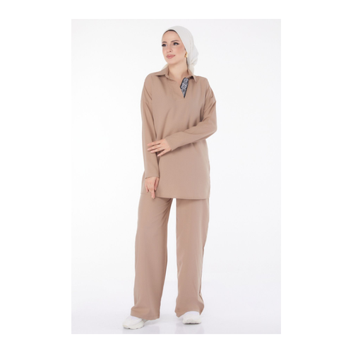 Bild von TOFİSA Set Aus Nerz-tunika Und Hose – Schlichter Hemdkragen – für Damen - 40