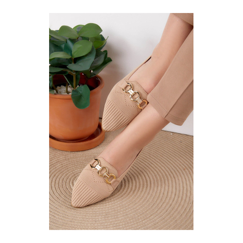 Bild von TOFİSA Beige Ballerinas Schnalle für Damen - Modell 39