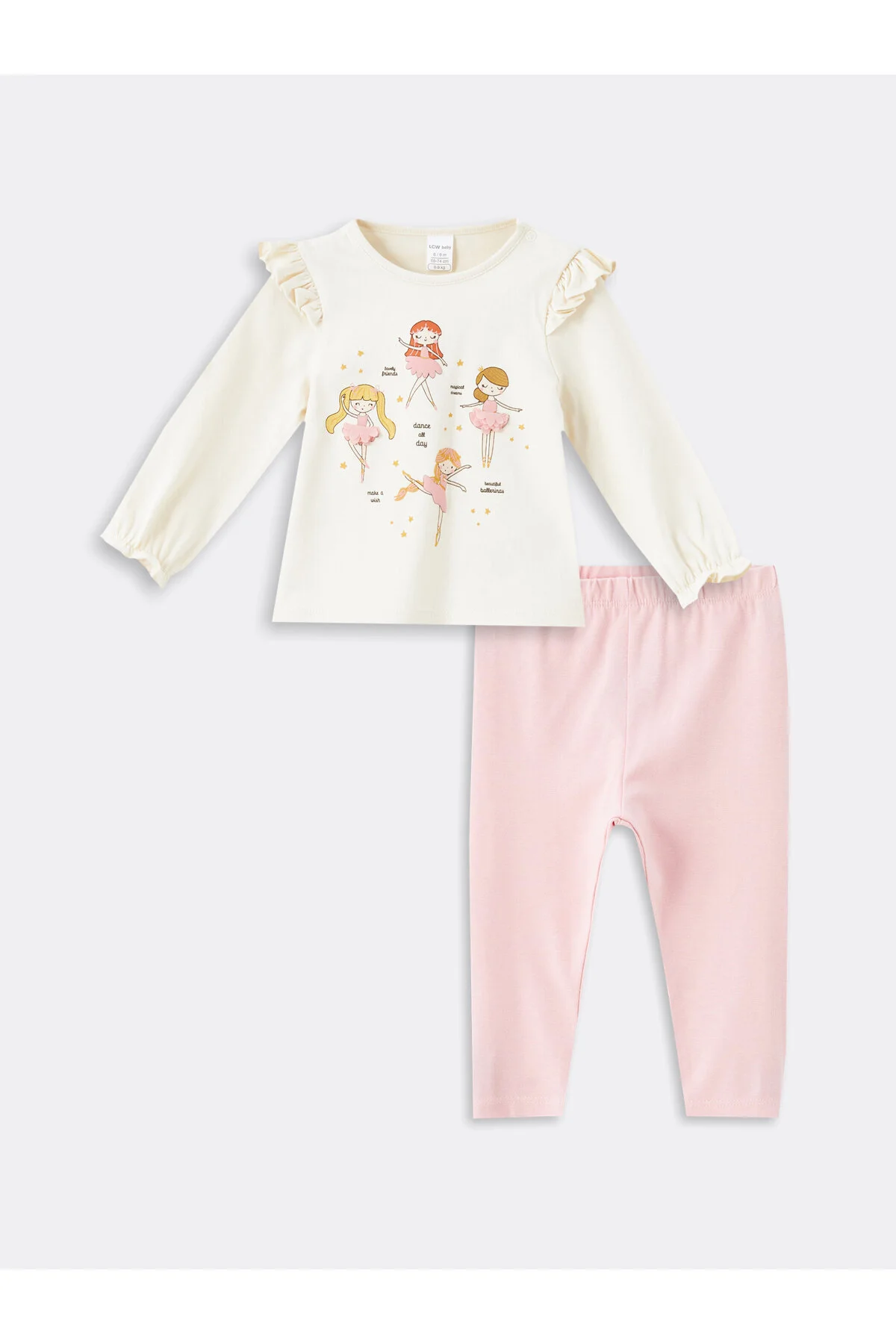 Bild von LC Waikiki Zweiteiliges Set Aus Bedruckter Bluse Und Leggings Für Babys Mit Rundhalsausschnitt Und Langen Ärmeln für Damen - 2–4 Jahre
