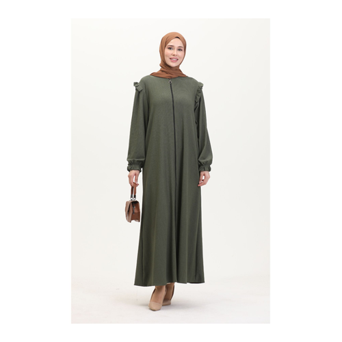 Bild von Sefamerve Khaki Farbe Rüschen Ferace 1055-01 Modell für Damen - 44