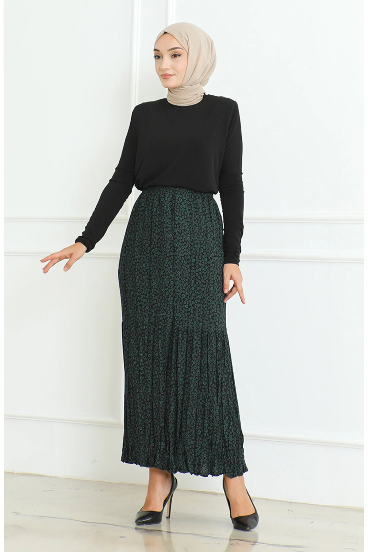 Bild von sefamerve Modest Fashion Rock Grün Maxi für Damen - 44