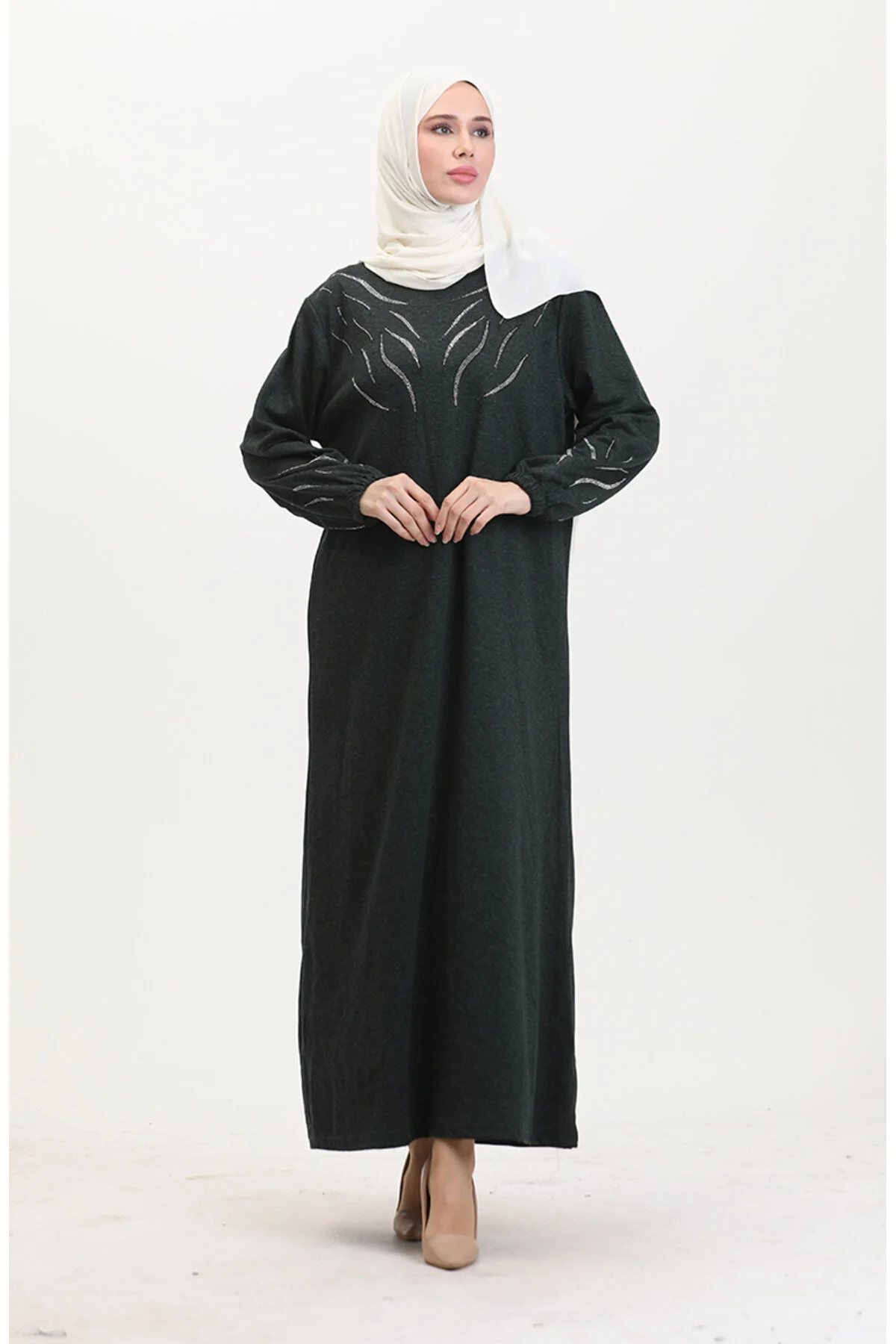Bild von sefamerve Modest Fashion Kleid Grün Maxi für Damen - 46-48