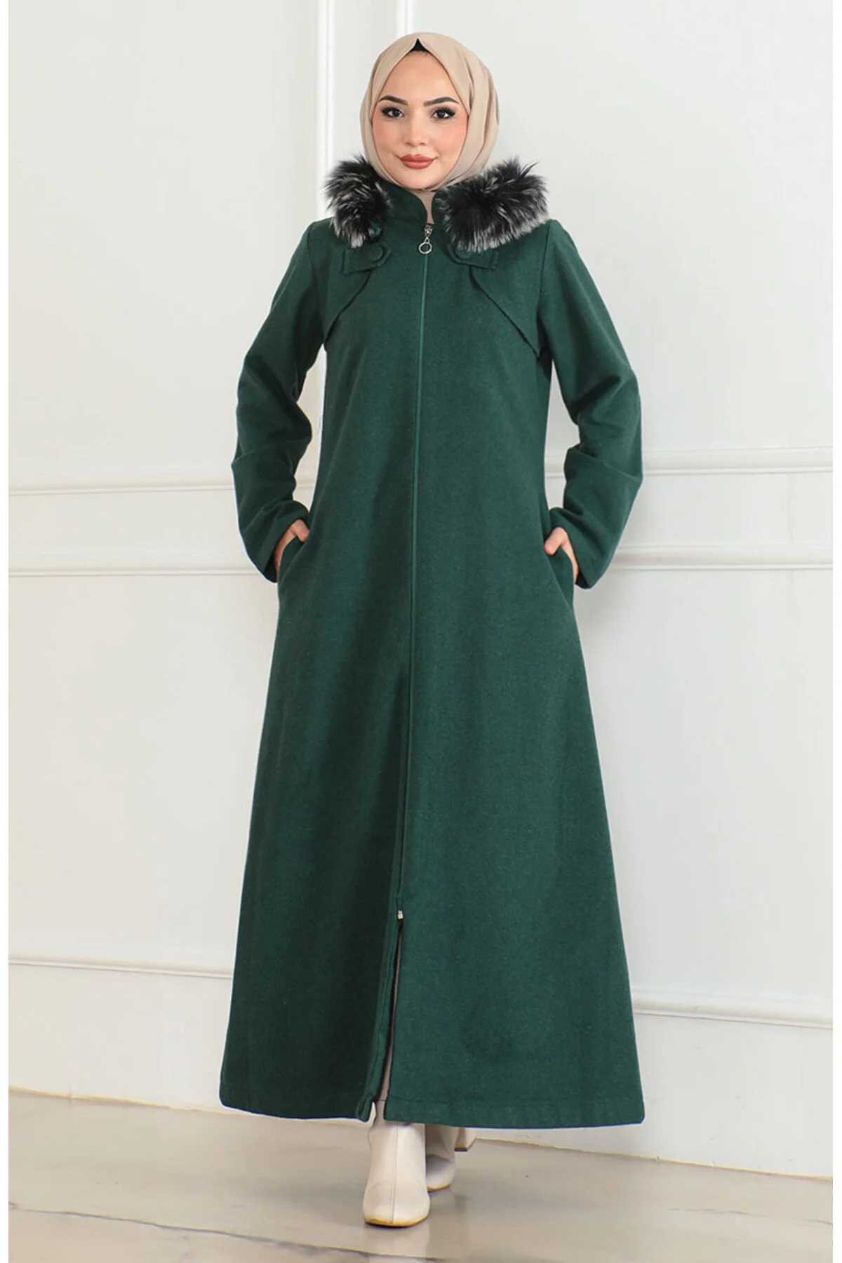 Bild von sefamerve Modest Fashion Mantel Grün Relaxed Fit - 44