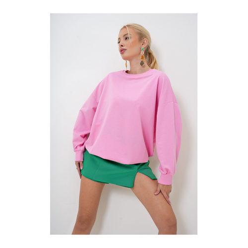 Bild von VAGGON Women's Pink Crew Neck Oversize Basic Sweatshirt Prm1053 für Damen - L