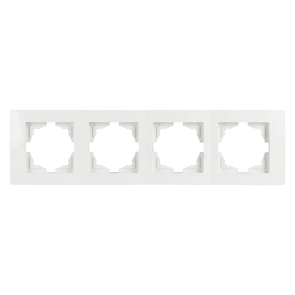 Bild von Gunsan Moderna 4-fach Rahmen für 4 Steckdosen Schalter Dimmer Weiss, Taster + Schalter, Weiss