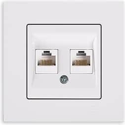 Bild von Gunsan Eqona Datenbuchse 2-fach CAT5 Internet Netzwerk Weiss, Taster + Schalter, Weiss