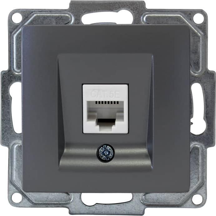Bild von Gunsan Visage Datenbuchse 1-fach CAT5e Internet Netzwerk Unterputz Dunkelsilber, Taster + Schalter, Silber