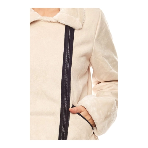 Bild von Damen Jacke Bikerjacke Winterjacke creme Kunstfell