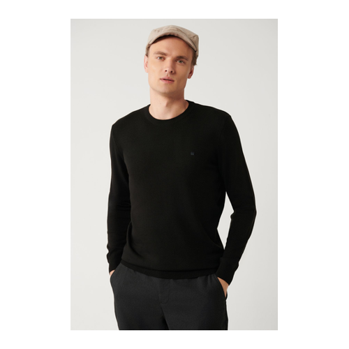 Bild von Avva Schwarzer, Fusselfreier Strickpullover Mit Rundhalsausschnitt 005000 für Herren - S
