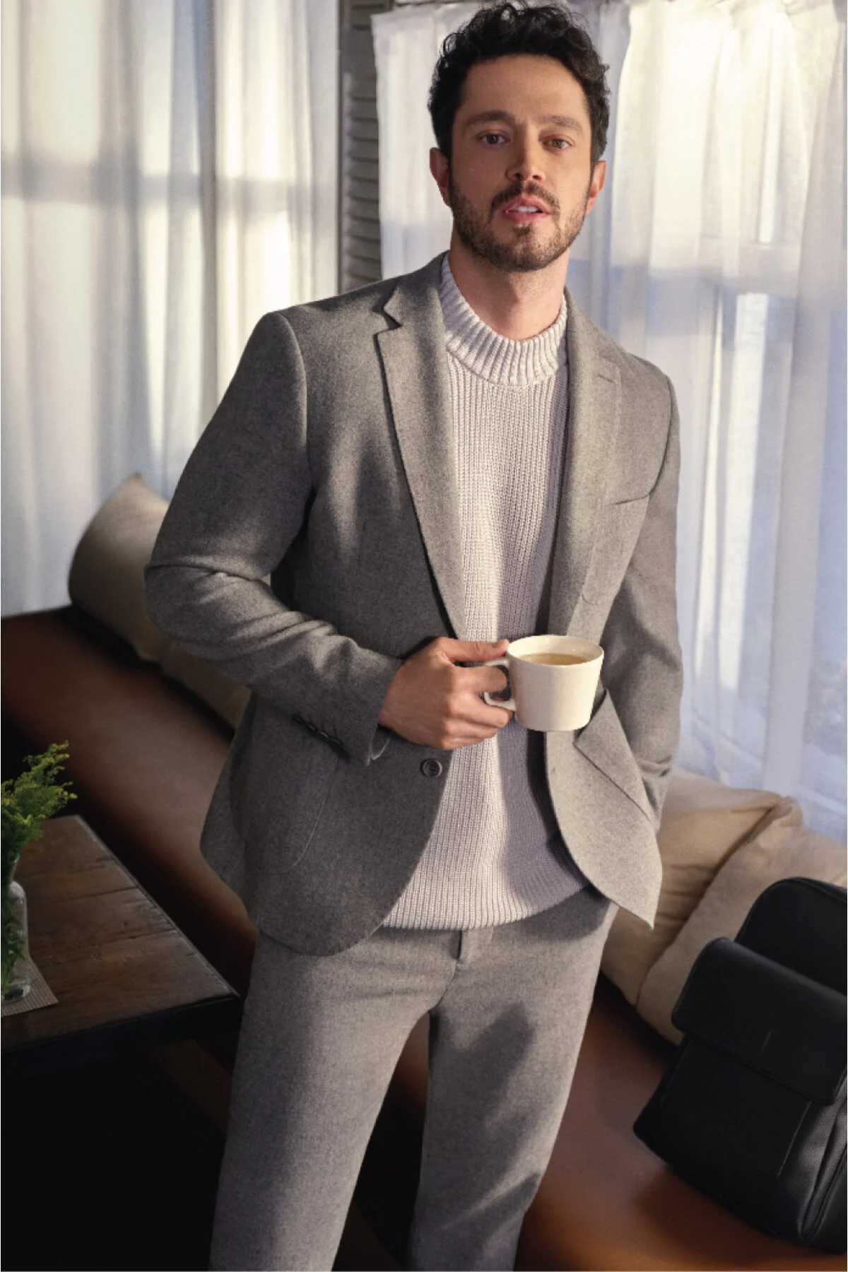 Bild von Avva Grauer Wollanzug Und Hose – Elastische Taille A22y3004 für Herren - 33