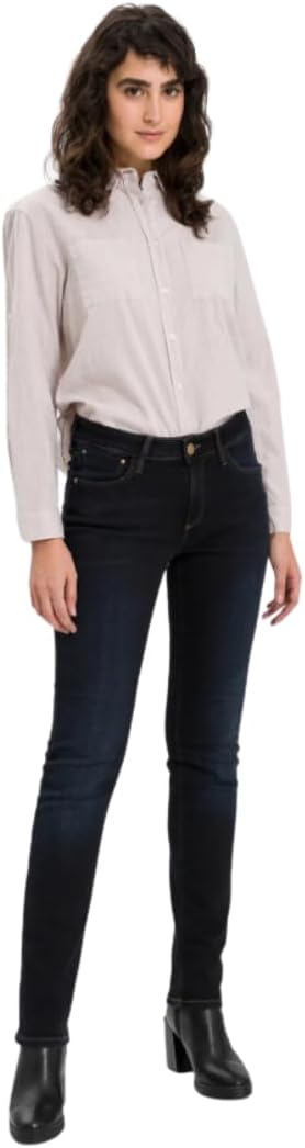 Bild von Cross Jeans Damen Straight Leg Jeanshose Rose, Gr. W27/L32 (Herstellergröße: 27), Blau (blue black used 026)
