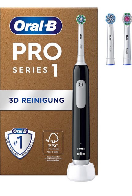 Bild von Oral-B Pro Series 1 Plus Edition Elektrische Zahnbürste/Electric Toothbrush, PLUS 3 Aufsteckbürsten, 3 Putzmodi für Zahnpflege, Designed by Braun, black