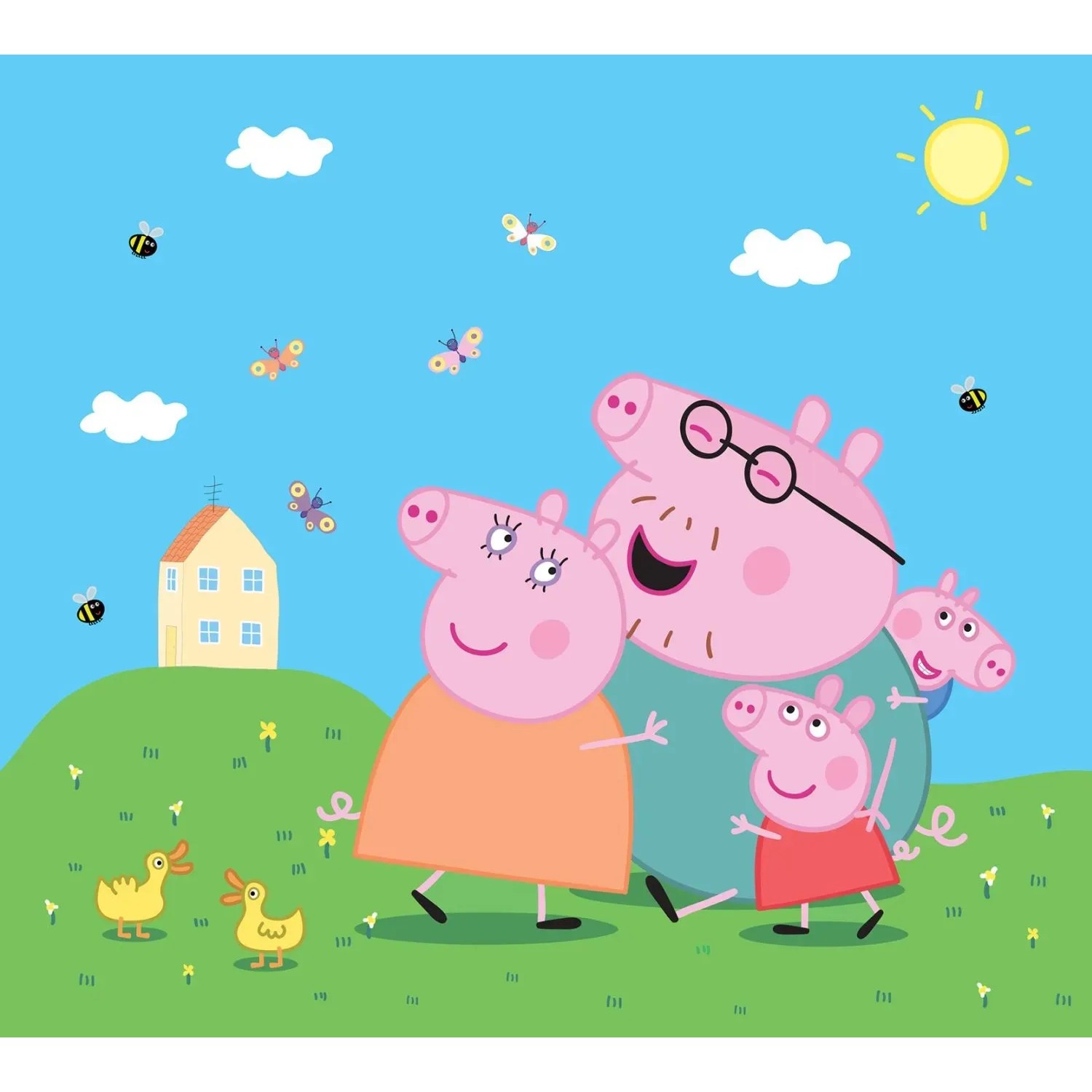 Bild von Sanders & Sanders Fototapete Peppa Wutz Grün Blau und Rosa 3 x 2,7 m 601191