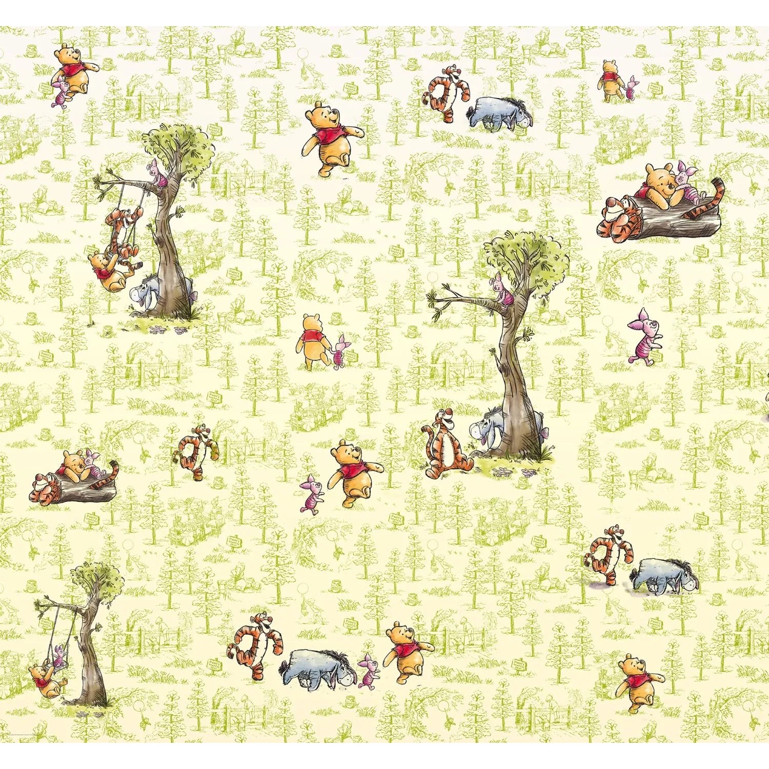 Bild von Disney Fototapete Pu Der Bär Grün 300 x 280 cm 610071