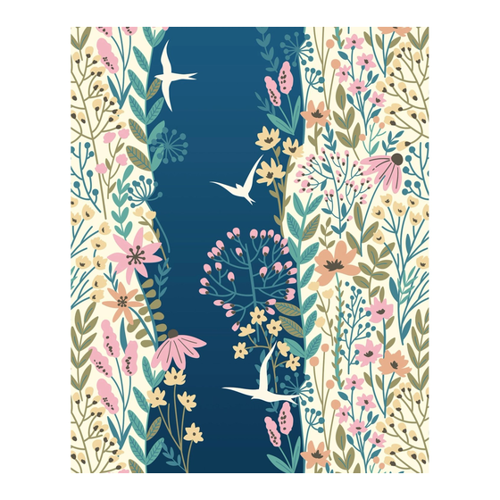 Bild von Komar Fototapete Blumen und Vögel Multicolor 200 x 250 cm 611183