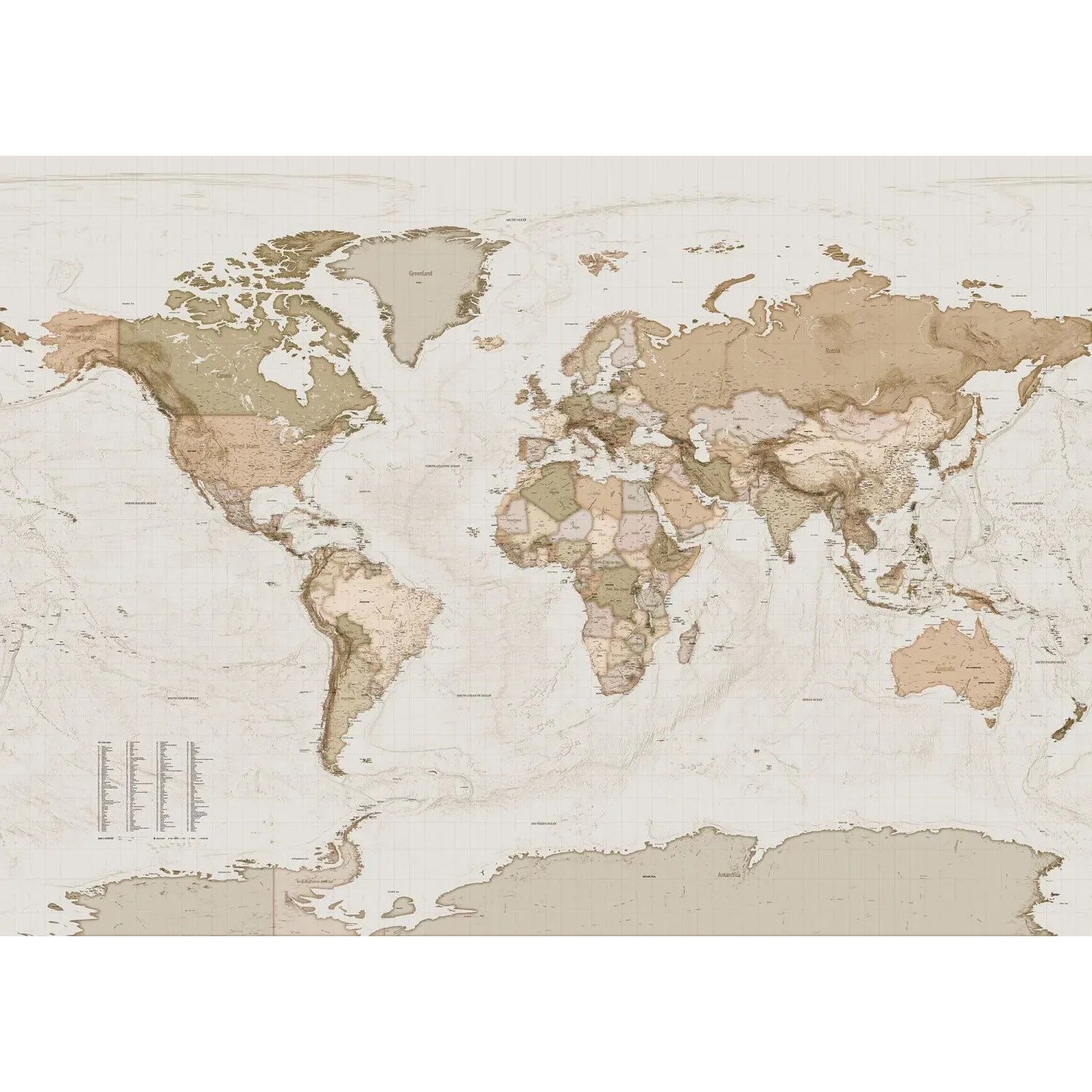 Bild von Komar Fototapete Earth Map Beige 350 x 250 cm 611638