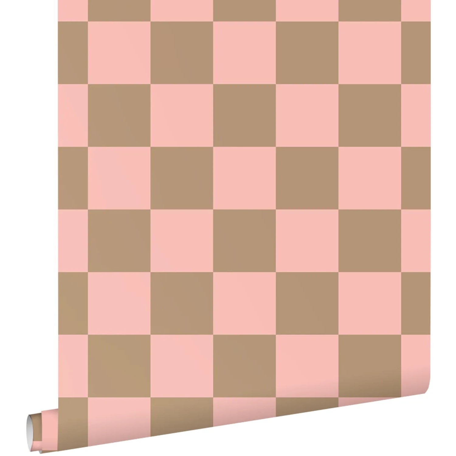 Bild von ESTAhome Tapete Karomuster Rosa und Beigebraun 50 x 900 cm 130913