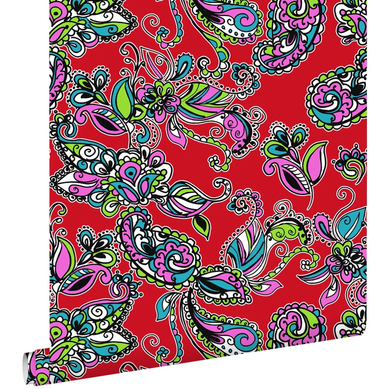 Bild von ESTAhome Tapete Funky Blumen und Paisleys Multicolor 53 cm x 10,05 m 136841
