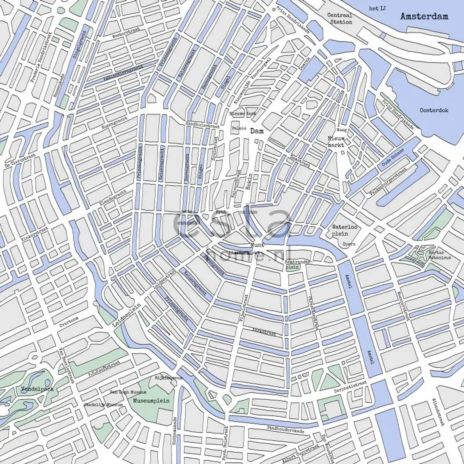 Bild von ESTAhome Fototapete Stadtplan Von Amsterdam Grau und Blau 279 x 279 cm 157712