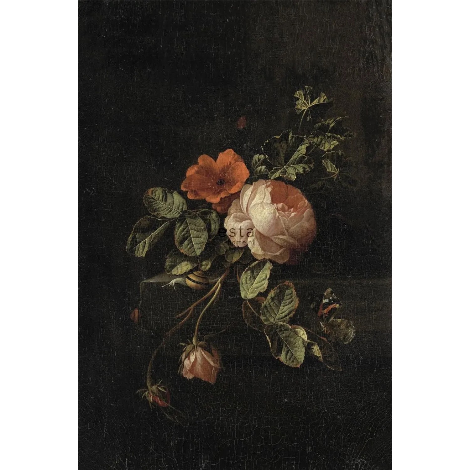 Bild von ESTAhome Fototapete Blumenstillleben Dunkelrot und Schwarz 1,86 x 2,79 m 158884