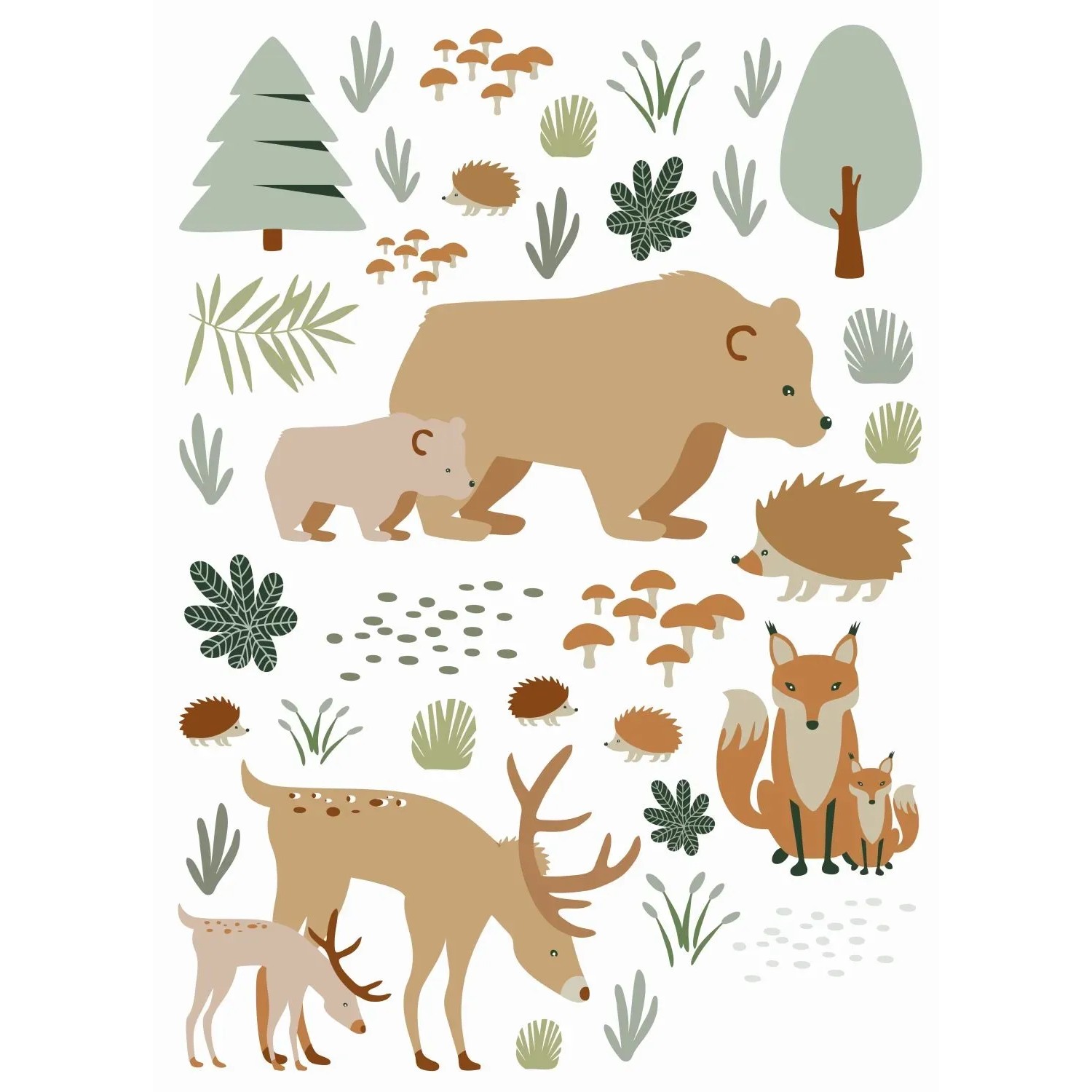 Bild von ESTAhome Wandtattoo Wald Mit Waldtieren Beige und Mintgrün 47,5 cm x 66 cm 156104