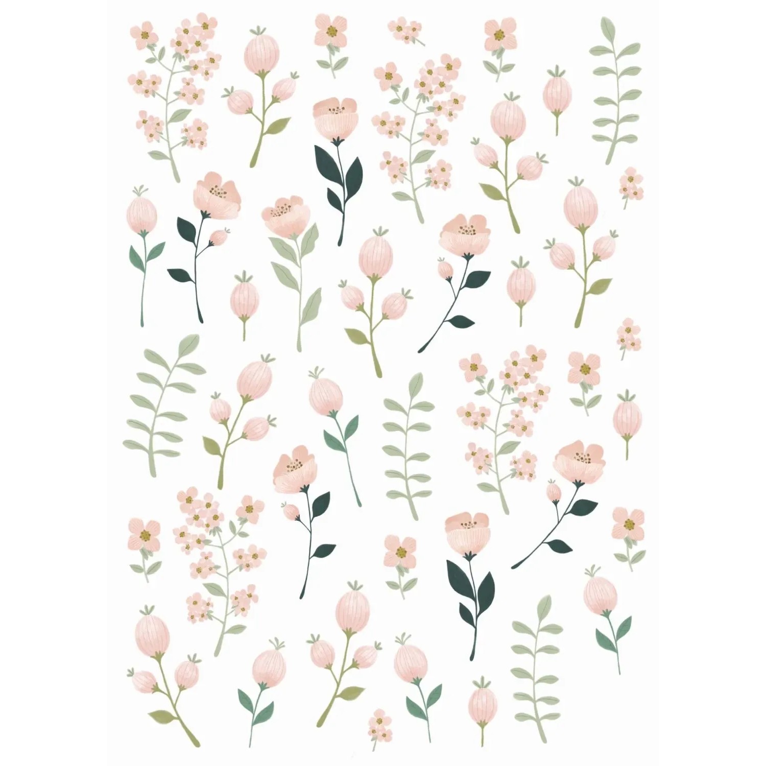 Bild von ESTAhome Wandtattoo Blumen Weiß Rosa und Grün 47,5 cm x 66 cm 156114