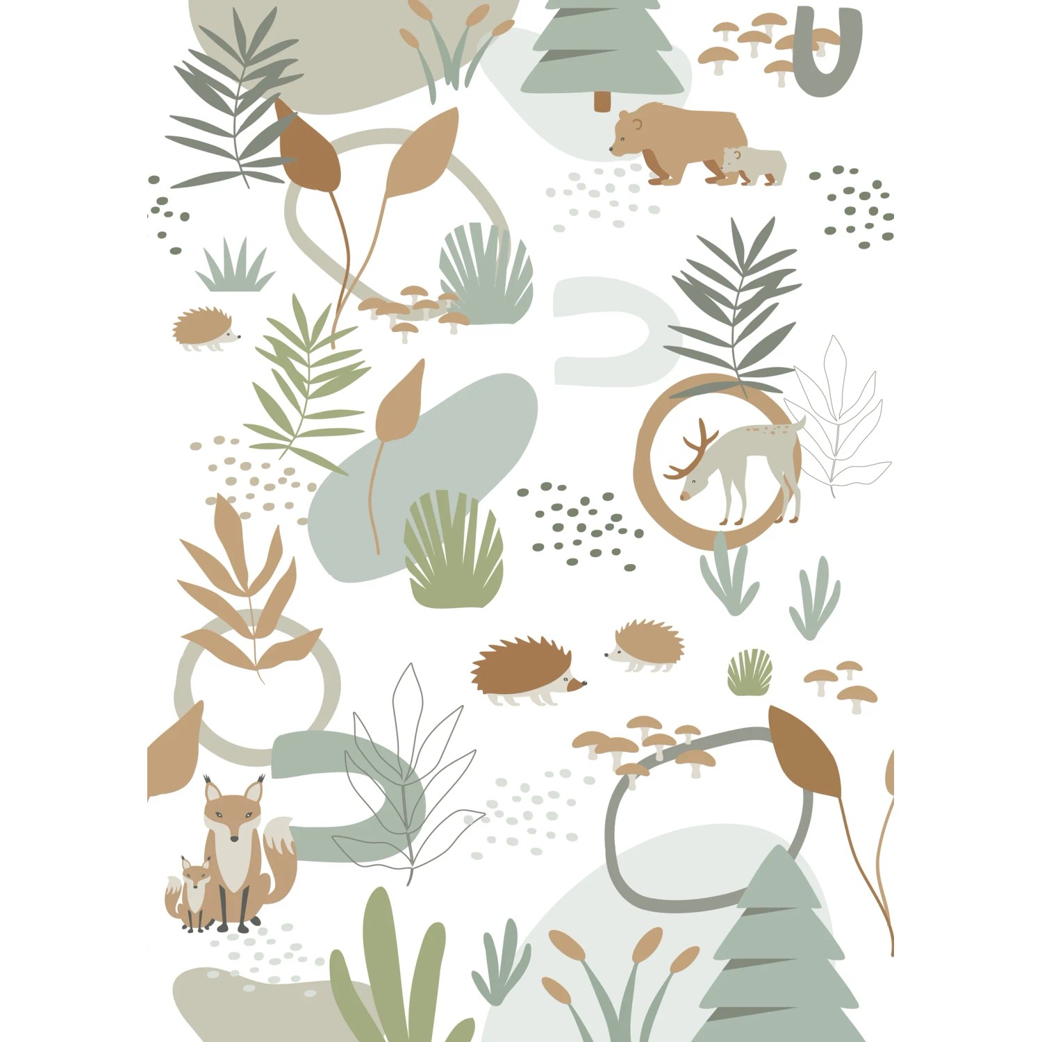 Bild von ESTAhome Fototapete Wald Mit Waldtieren Graugrün und Beige 200 x 279 cm 159256
