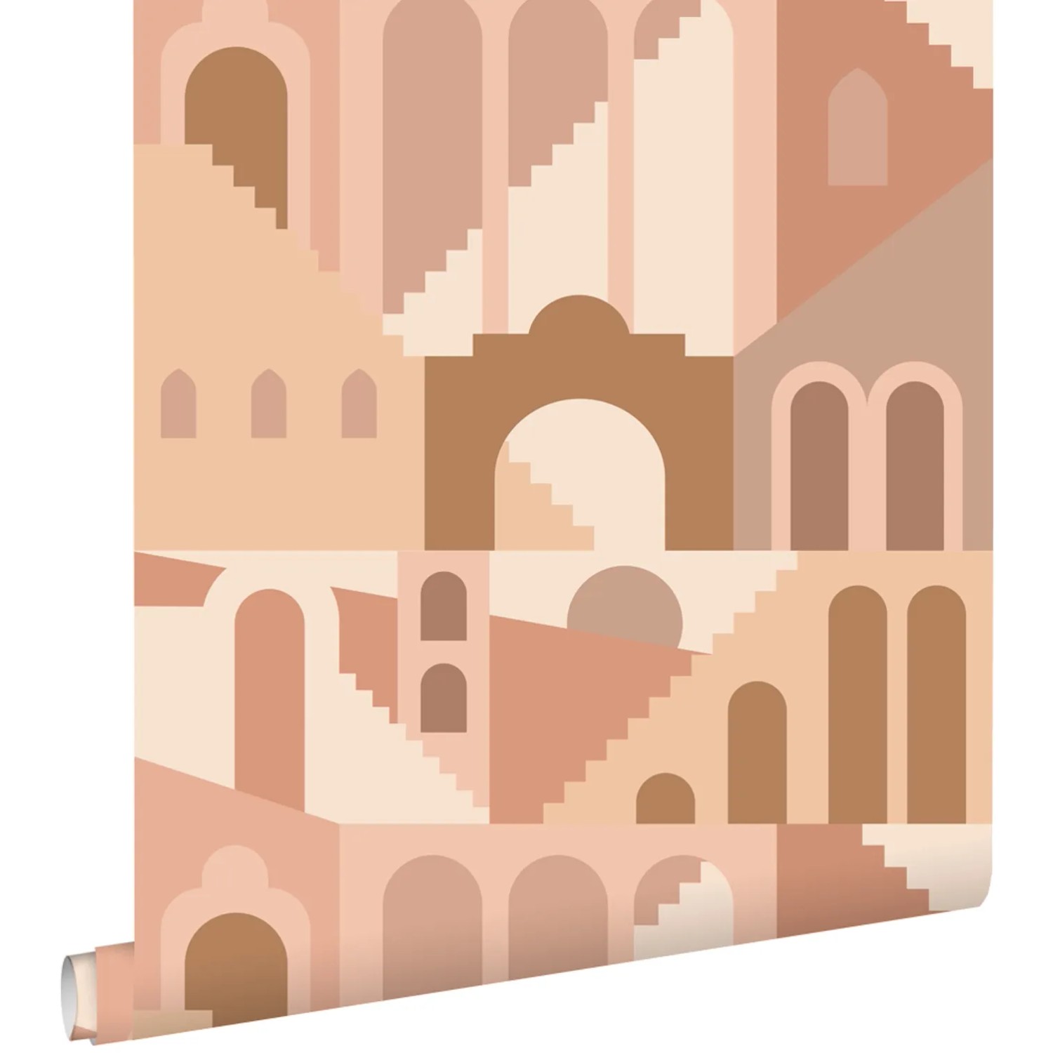 Bild von ESTAhome Tapete Mediterrane Häuser Terrakottarosa 50 x 900 cm 139627