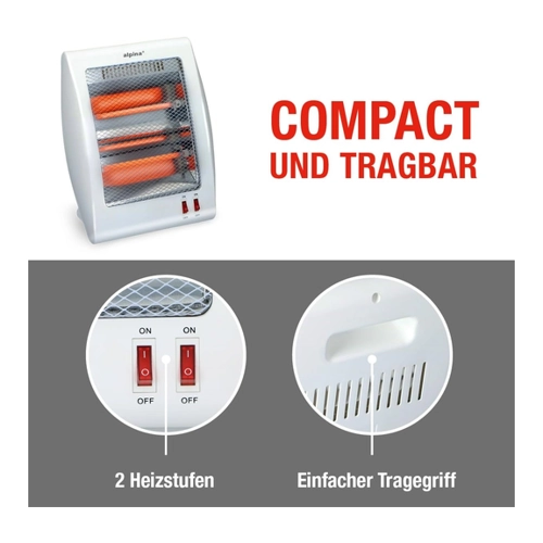 Bild von Alpina Elektroheizung LQ002 - Tragbarer Quarz-Heizstrahler