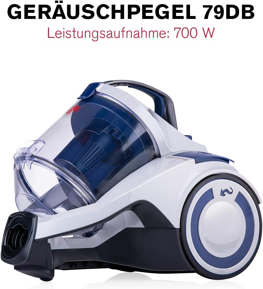 Bild von Dirt Devil Staubsauger ohne Beutel - DD2502 - 700W - HEPA 12 Filter - 9M Reichweite - mit Combibrush, Versenkter Bürste und Parkettbürste - 4.5KG - Staubsammelbox 1.8L - Grau/Rot