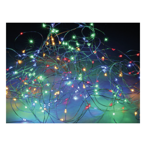 Bild von LED-Lichterkette Vorhang, Silberdraht, 200 LEDs, bunt, 230V~, Innen/Außen