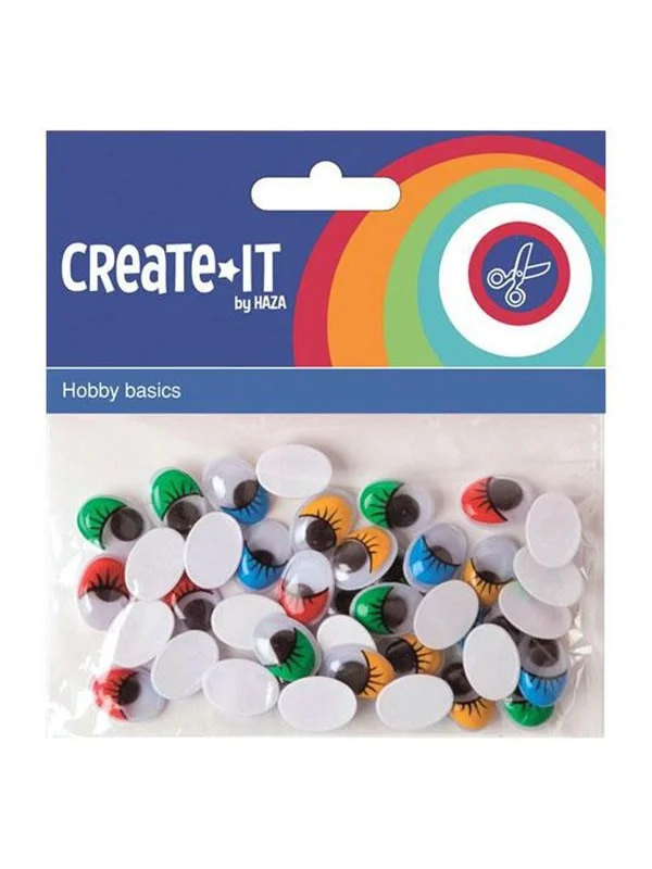Bild von Haza Witbaard Colored Wiggle Eyes with Eyelashes 40pcs.