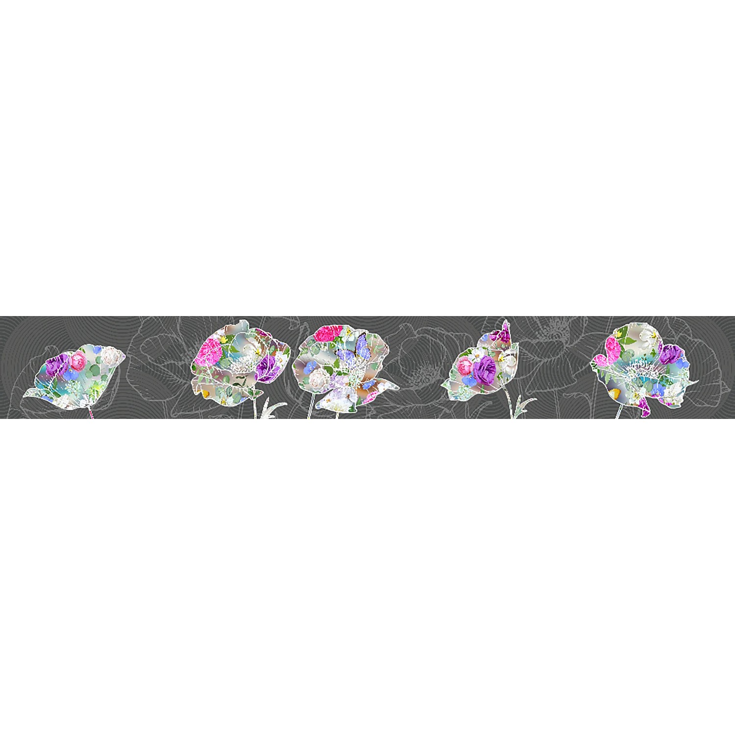 Bild von Sanders & Sanders Selbstklebende Tapetenbordüre Blumen Grau 14 x 500 cm 600098