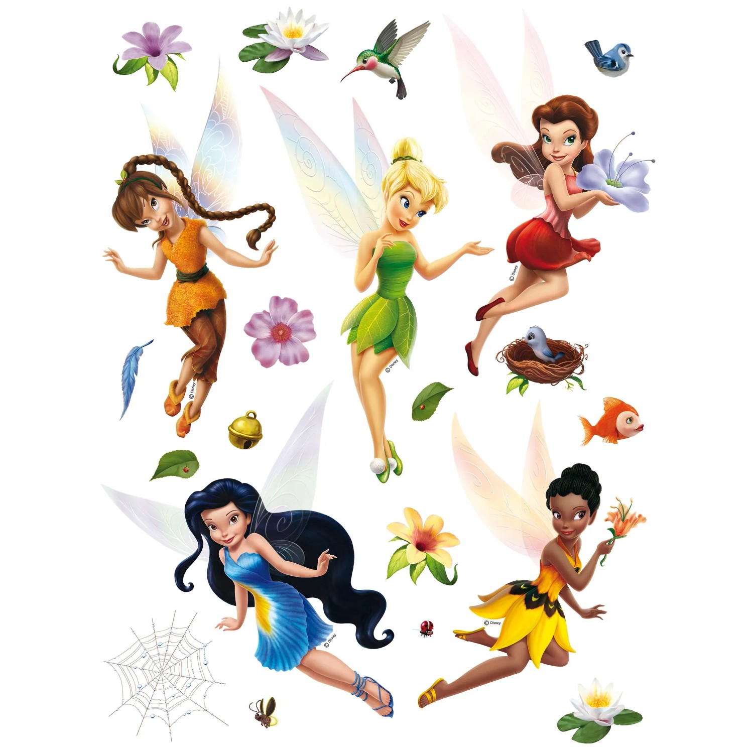 Bild von Disney Wandtattoo Feen Grün Gelb Rot und Blau 65 x 85 cm 600193