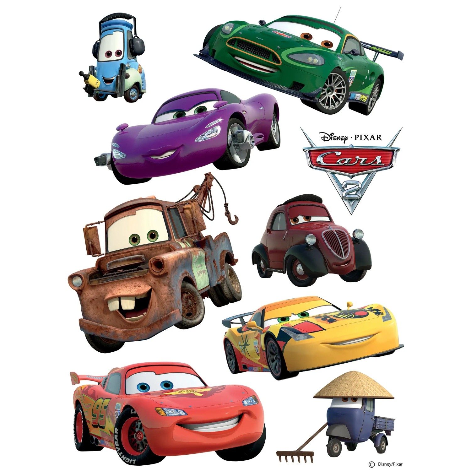 Bild von Disney Wandtattoo Cars Rot Gelb und Grün 65 x 85 cm 600205