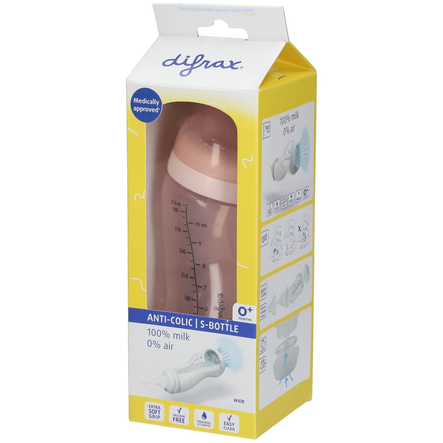 Bild von difrax® Anti-Kolik Babyflasche S Wide - Blossom 310 ml