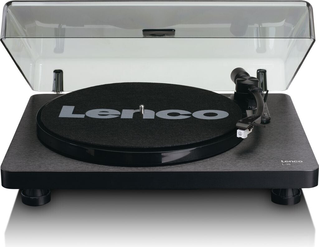 Bild von Lenco L-30BK Plattenspieler (Riemenantrieb, Cinch-Ausgang für externe Lautsprecher & USB-Anschluss in Schwarz-Holz)