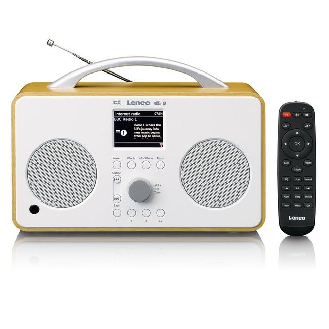 Bild von Lenco PIR-645WH Digitalradio (DAB) (DAB,FM,Internet, 6 W, Digitalradio mit DAB+, Bluetooth-Streaming, Sleep-Timer, Dual-Wecker)