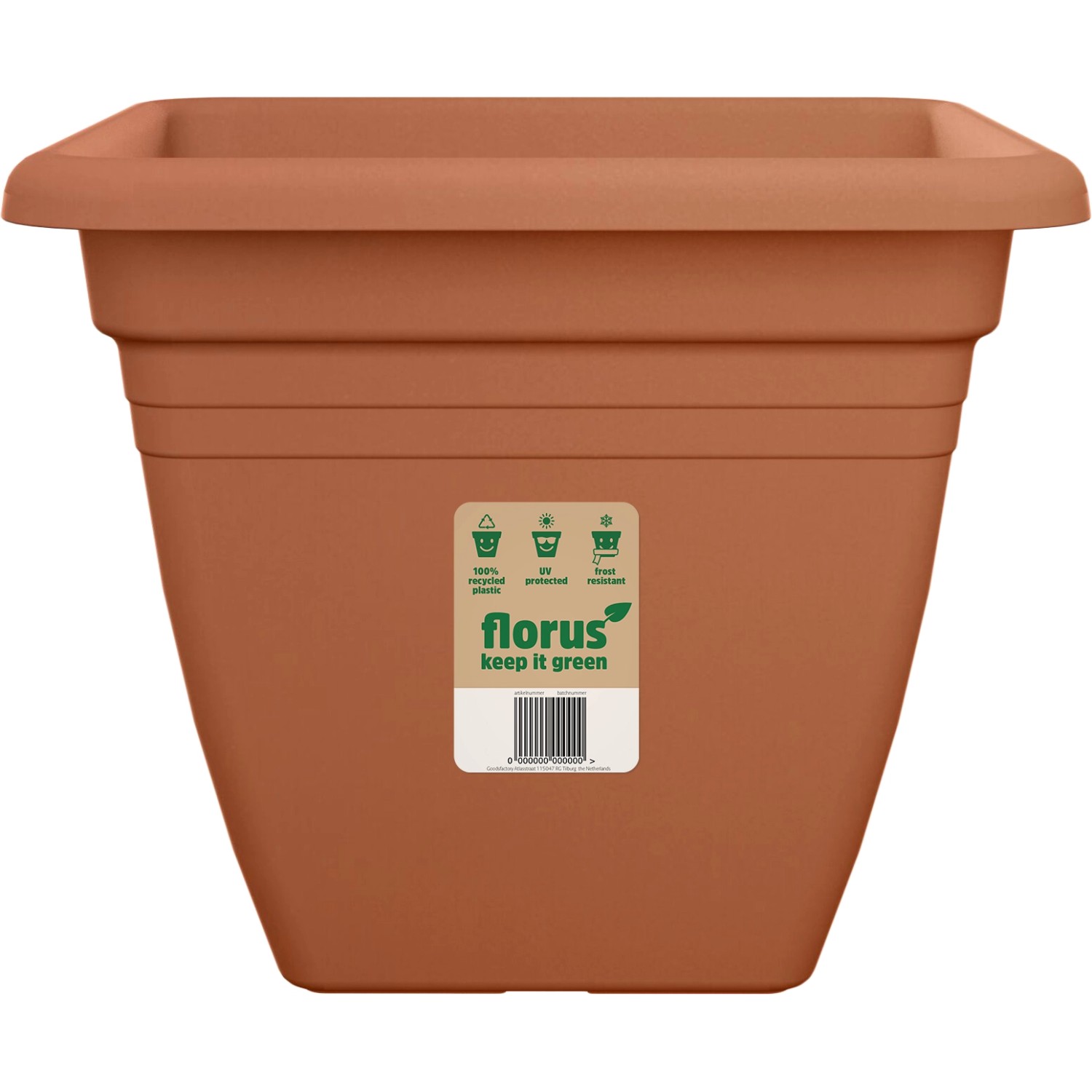 Bild von Florus Pflanztopf Mediterran Quadro 40 cm x 40 cm x 32 cm Terra