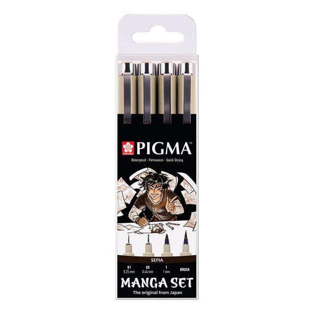 Bild von Sakura Fineliner Pigma Micron Manga Sammlung, 4er-Set Sepia